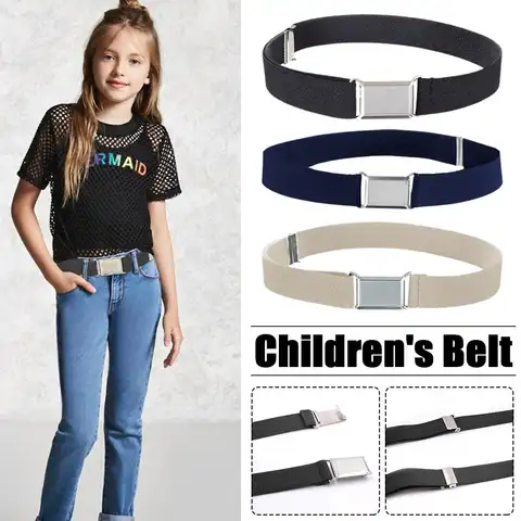 Kids Adjustable Elastic Belt Single Color Pants Waistband for Boys Girls, Stretchable Children's Belt with Length Adjustment
