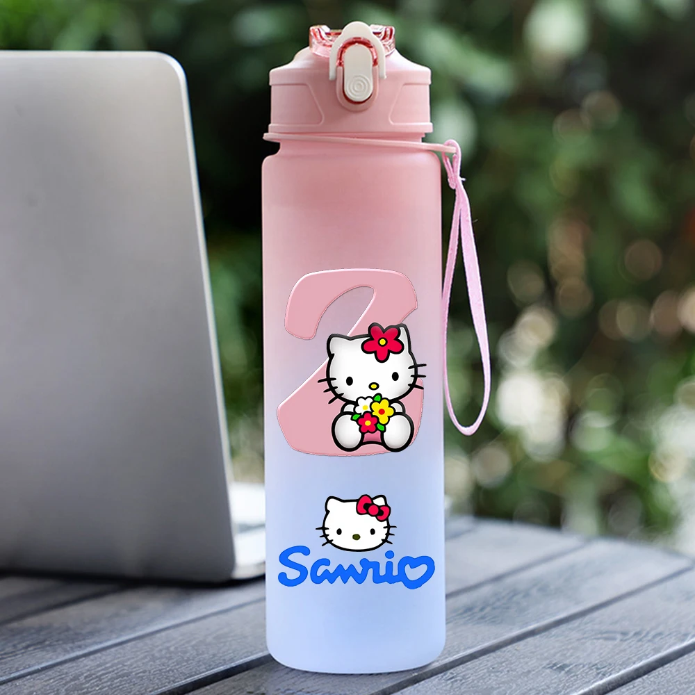 

Sanrio 750 мл градиентная розовая чашка для воды Hello Kitty A-Z большая емкость портативная пластиковая устойчивая бутылка для питьевой воды