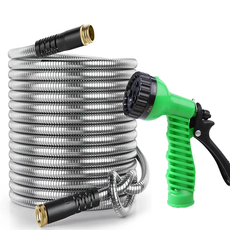 

7-функциональная регулируемая насадка для садоводства и металлическая ирригационная труба из нержавеющей стали, подходит для комплекта для орошения сада