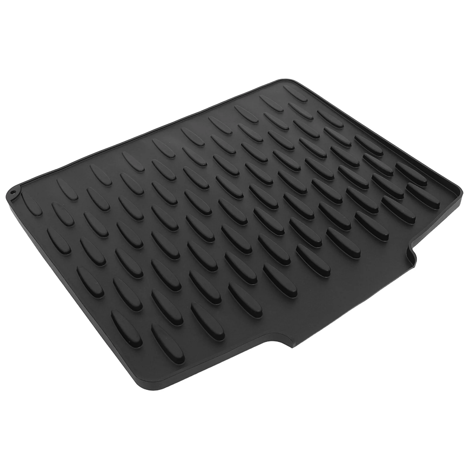 

Silicone Dish Drying Mat 40x33cm Black Non Slip Grooved Sloped Drainage Pad for Kitchen Counter Heat Resistant Foldable
