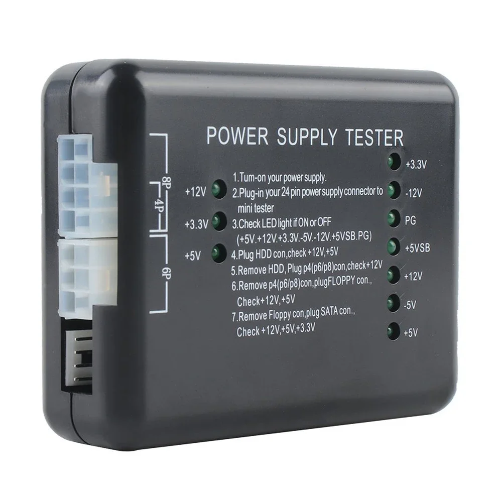 Computer Power Tester Checker 20/24 Pin PC for PSU ATX SATA HDD Power Meter Measurement