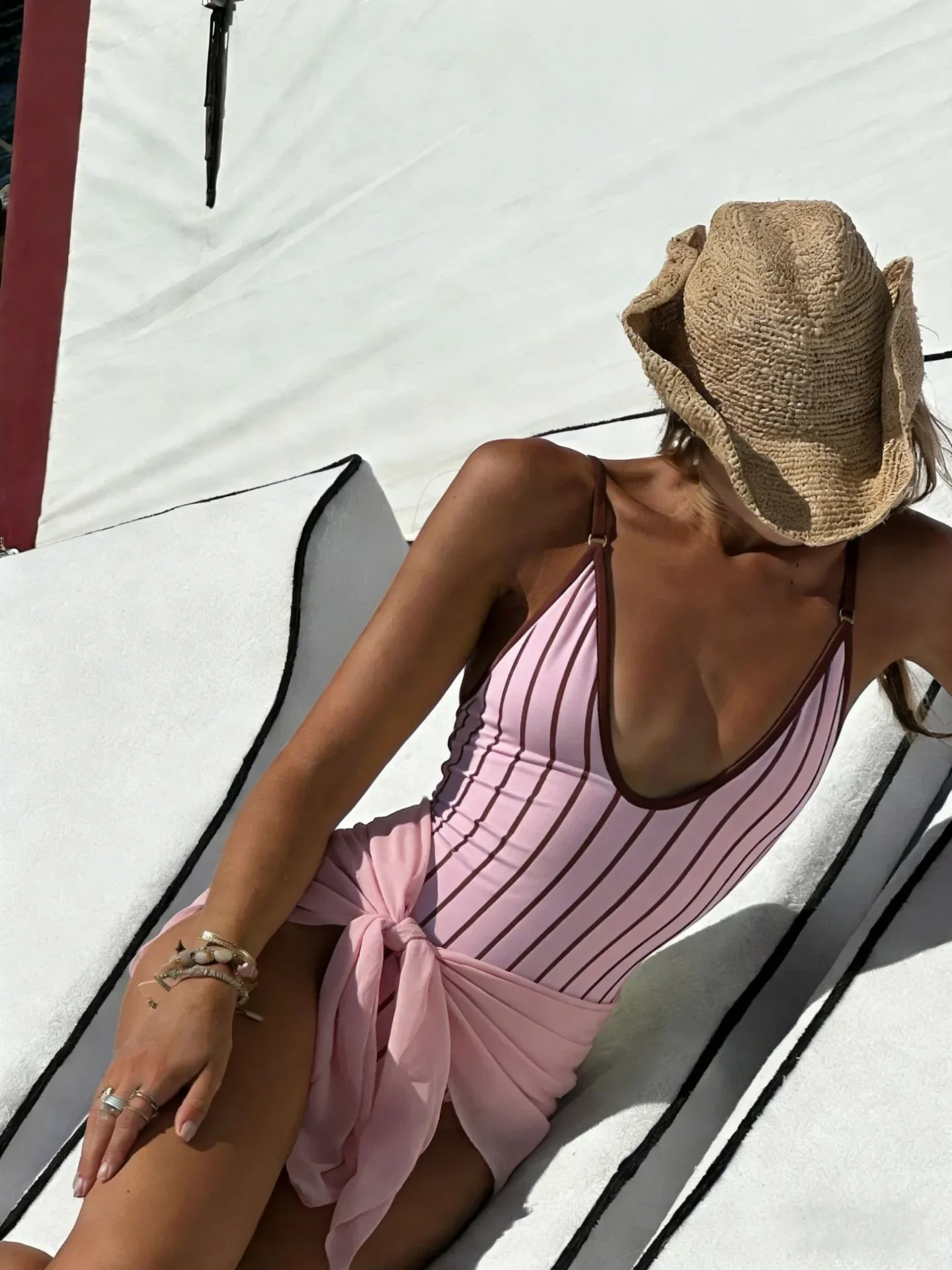 

Striped Printed One Piece Swimsuit With Wrap Skirt Set Women's Swimwear Sexy Lady Deep V-neck Bodysuit Mujer Bathing Suit Outfit
