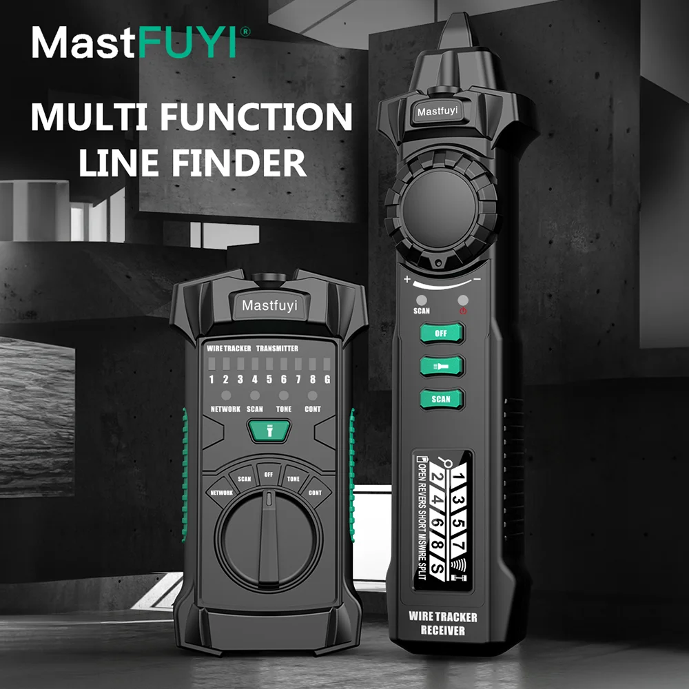 

MASTFUYI Professional Network Cable Tester LAN Wire Tracker with POE Detection 300M Length Measurement Sensitivity Adjustable