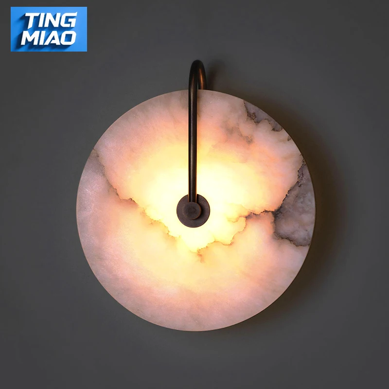 

Natural Spanish Marble LED Wall Lamp Elegant Home Decor for Living Room Hallway Bedroom Bedside Interior Lighting