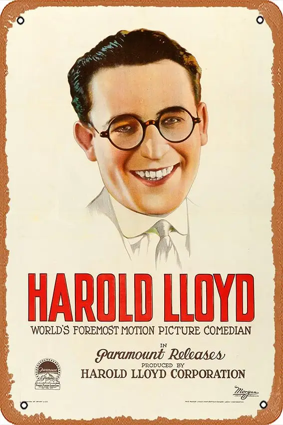 Harold Lloyd, The ;World;s Foremost Picture Comedian; Tin Wall Sign Retro Iron Painting Vintage Metal Plaque Decoration Hanging