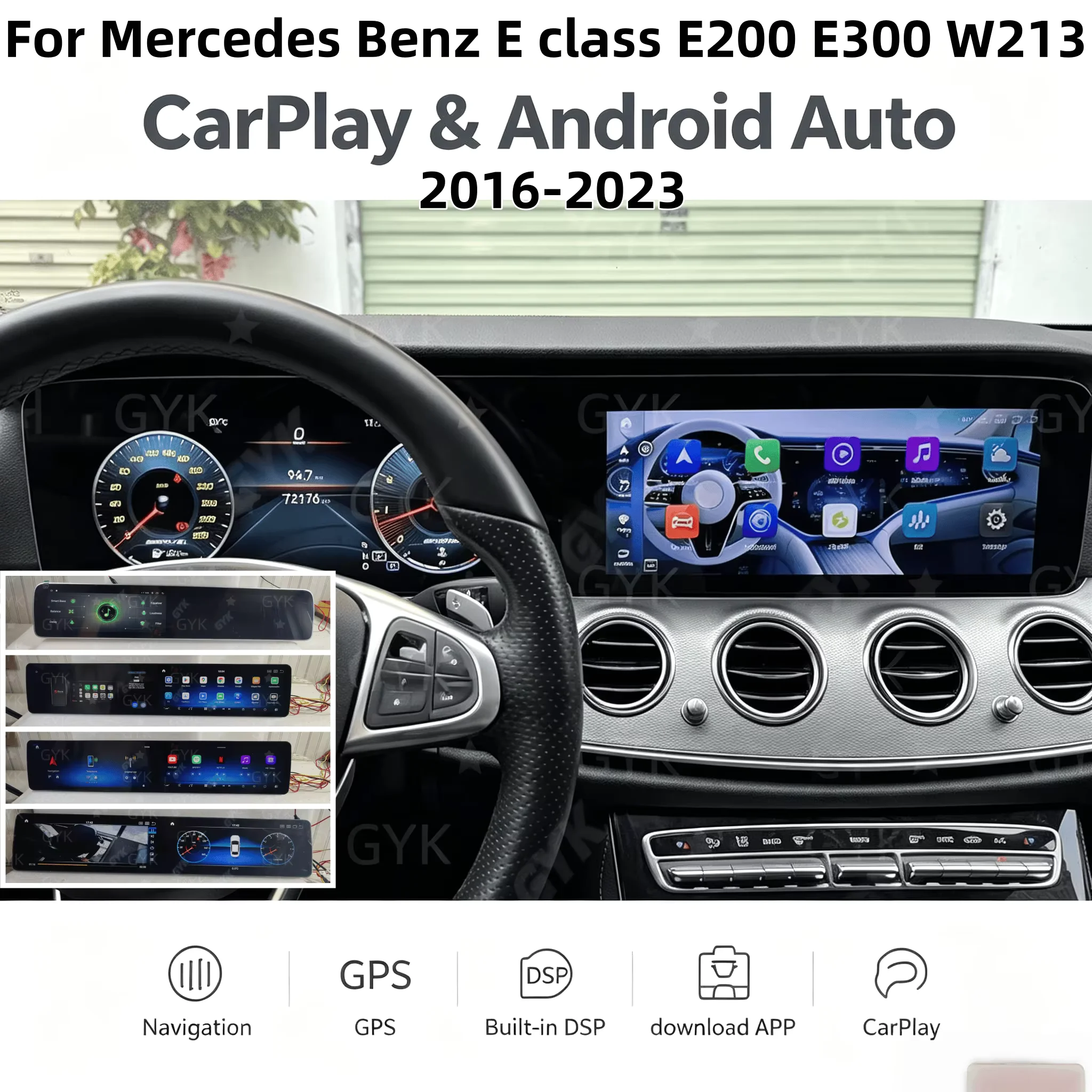 Upgrade For Mercedes Ben E-class W213 2016-2023 Dual Screen Auto Wireless Carplay Android Multimedia Player Navigation LHD RHD