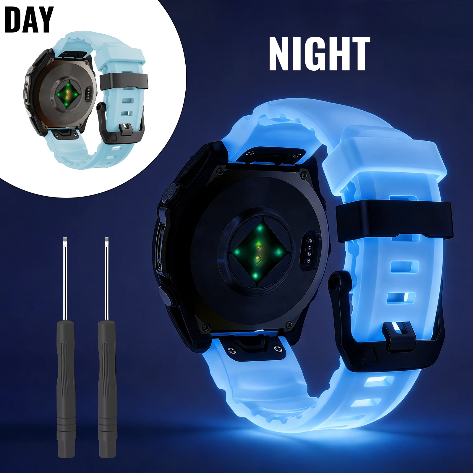 22/26mm Świecący silikonowy pasek do zegarka Garmin Fenix 5X/5X Plus/6/6X Pro/6X/7X/8 (47/51mm)//Tactix Delta/EPIX Pro 51mm/Enduro 3 — zdjęcie produktu 3