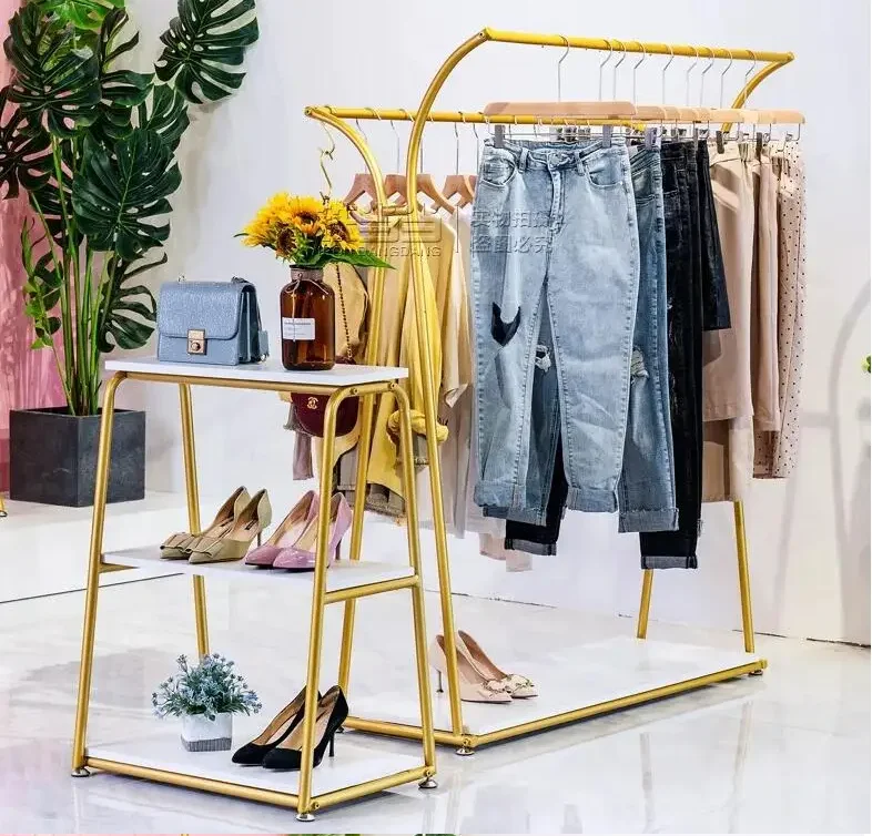 

Clothes store Zhongdao display shelf floor type double row hanging clothes hanger women's clothing store shelf