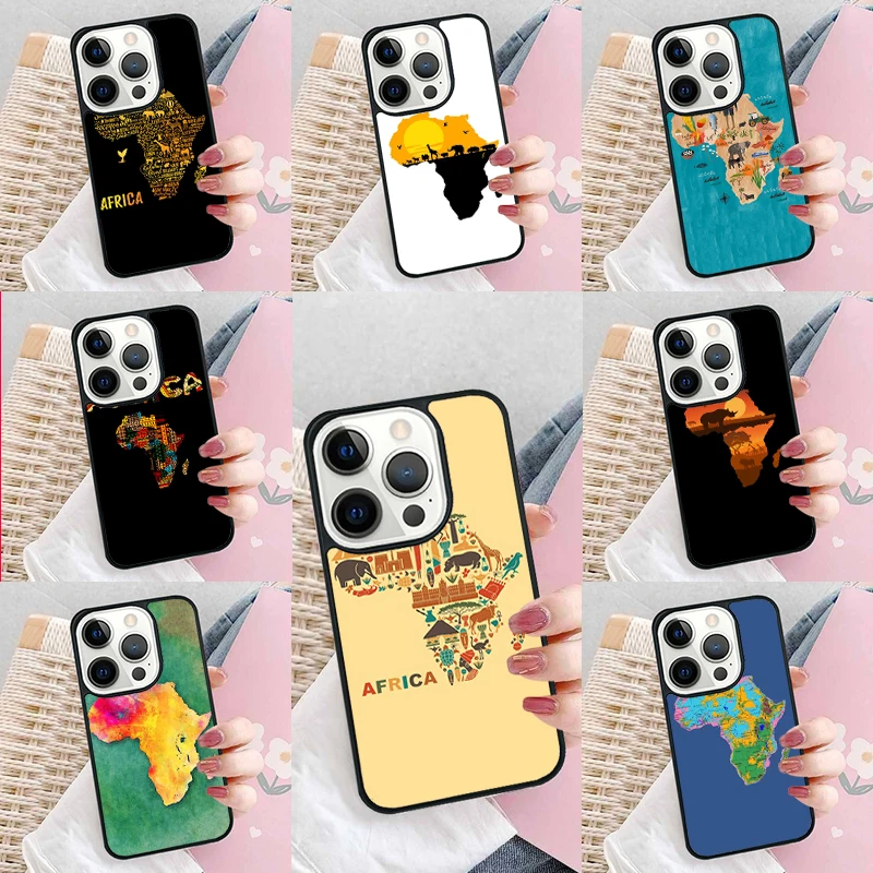 Coque de téléphone peinte avec carte de l'afrique, étui peint pour iPhone 17 Air 16 15 14 plus 11 12 13 pro max