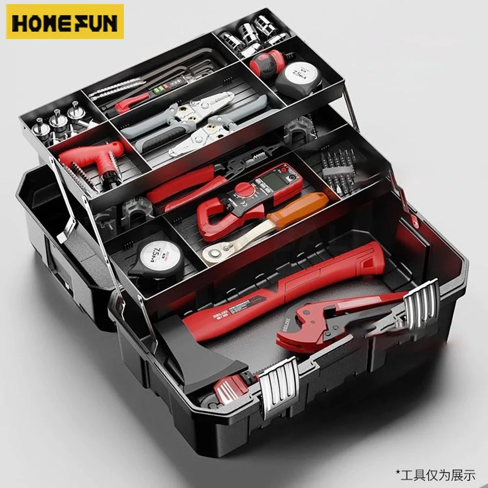 Tool Box 17/21 Inch  Multiple Specifications Tools Storage Box Three Layers Tools Box With Handle Customize Tool Organizer