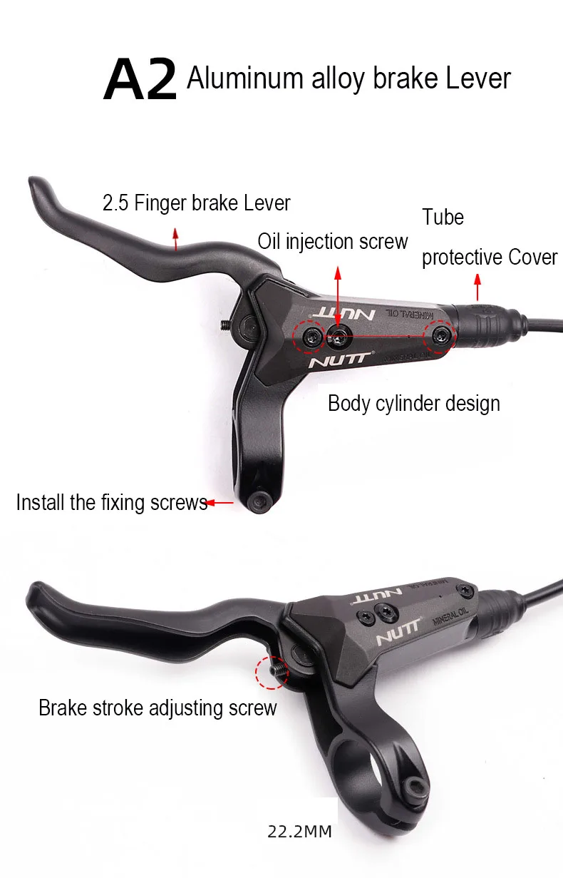 NUTT MTB Bike Hydraulic Clamp Disc Brake 800/1400mm Bike Oil pressure Brake Bicycle Mountain Bike Parts Update Set