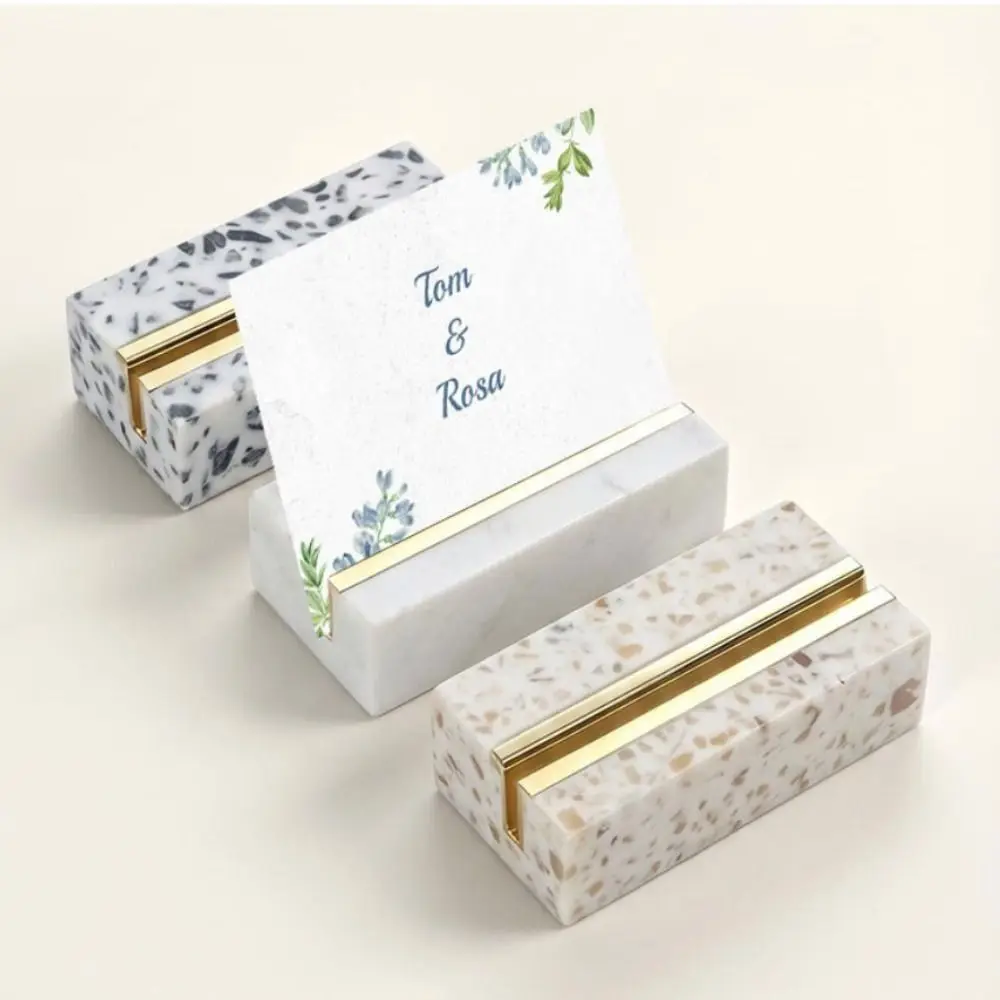 Marble Texture Desktop Business Card Holder Creative Design Elegant Postcard Calendar Stand Modern Stand Base