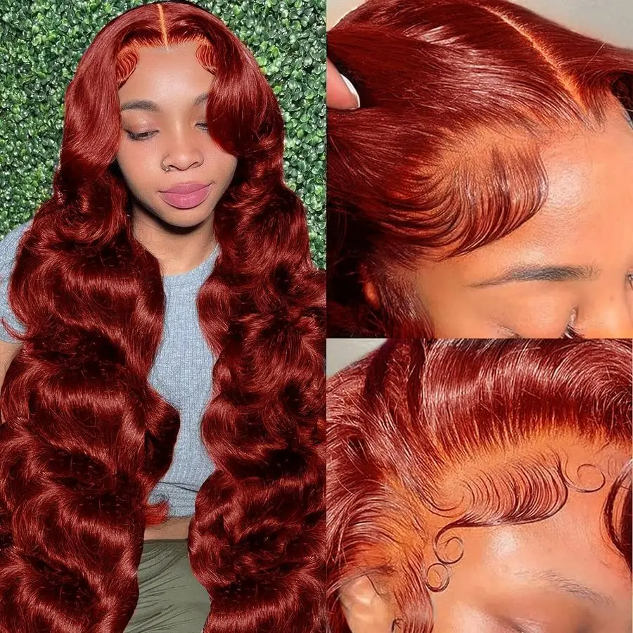 

Brown Lace Front Wig 13X6 Body Wave Lace Front Wigs Human Hair Pre Plucked with Baby Hair 33 Colored Red Wig 180 Density for Wom