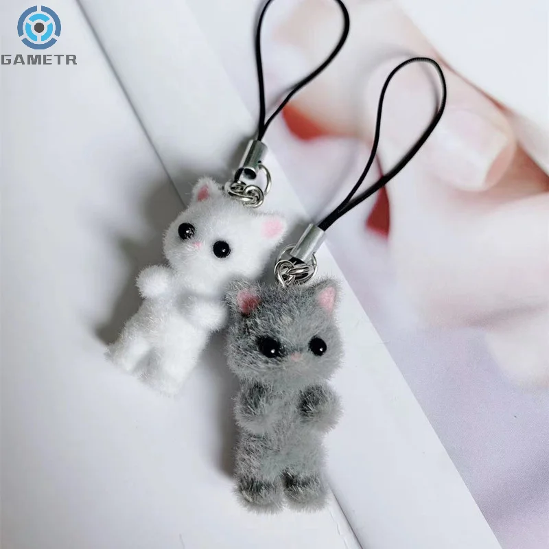 Cartoon Cute Three-dimensional Cat Pendant Phone Lanyard Cute Cat Doll Mobile Phone Strap Keychain Couple Pendant Bag Decoration