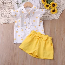 Humor Bear Girls Clothing Suits New Summer Sleeveless T-shirt+Shorts 2Pcs for Kids Clothing Sets Baby Clothes Outfits