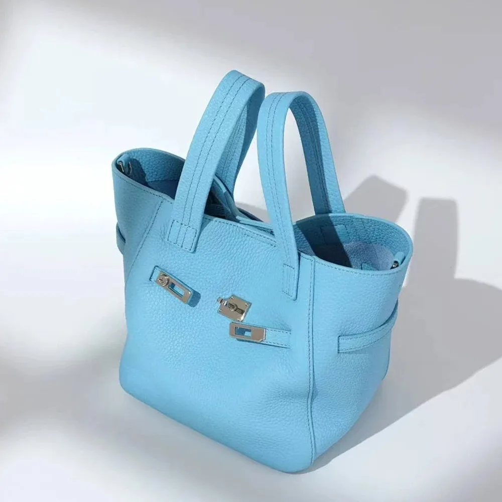 

Fashion Original Brand Women Bag Genuine Leather Female Top Handle Soft New Handbags Custom Name Luxury Designer Tote Bucket Bag