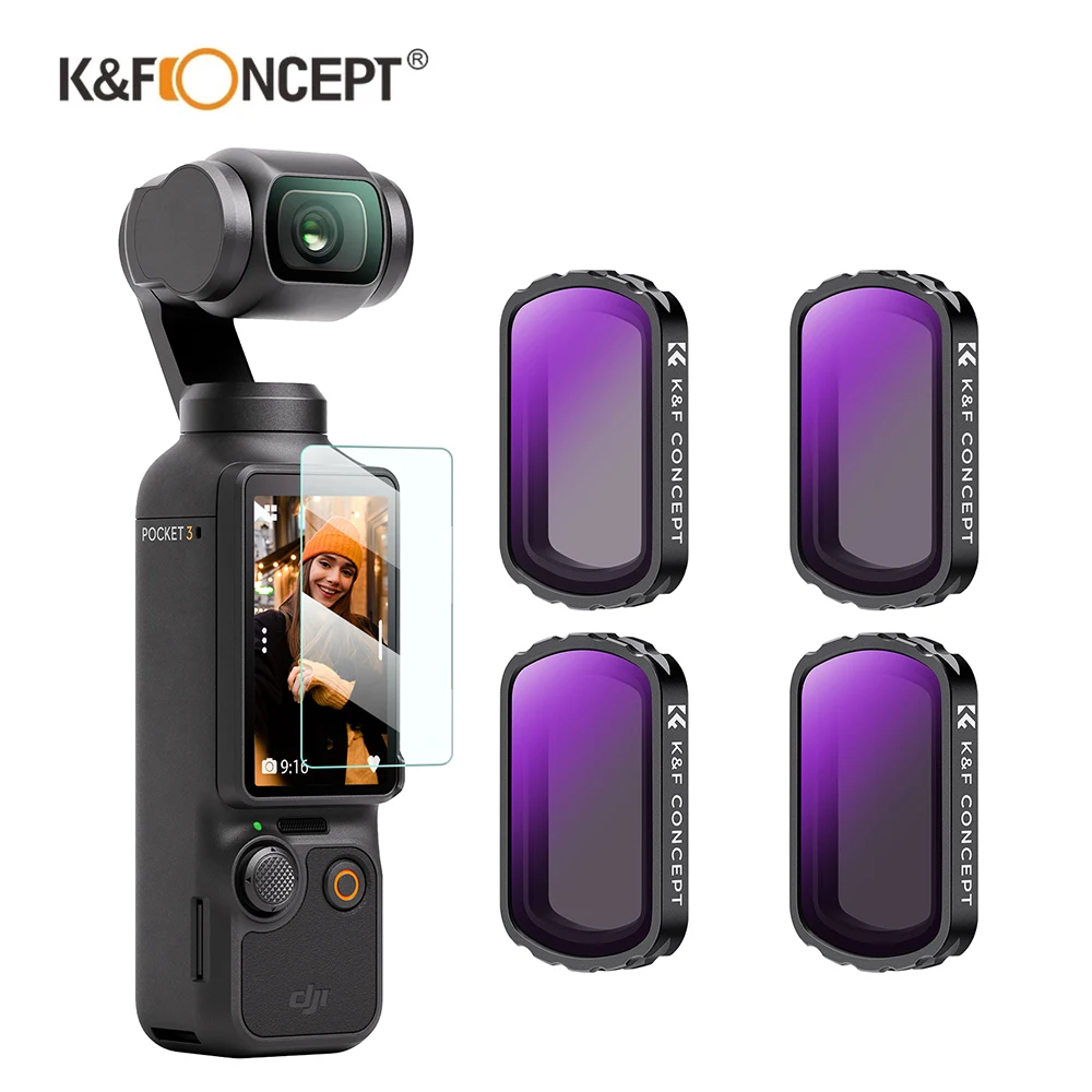 K&F Concept Magnetic ND Filter Kit（ND4 ND8 ND16 ND32）Ultra HD with 28-Layer Coatings for DJI Osmo Pocket 3