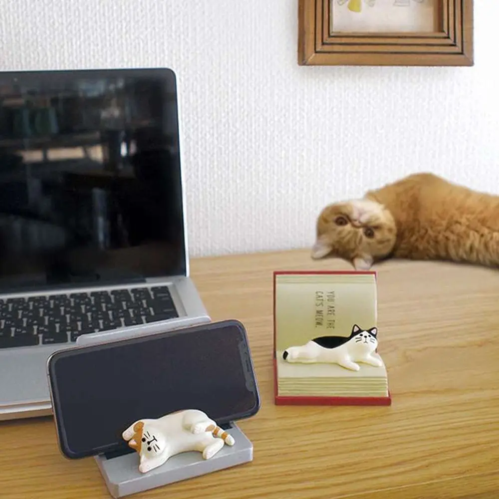 

Phone Accessories for Gift Resin Craft Decor Lazy Cat Desktop Stand Cat Phone Holder Phone Supports Mobile Phone Bracket