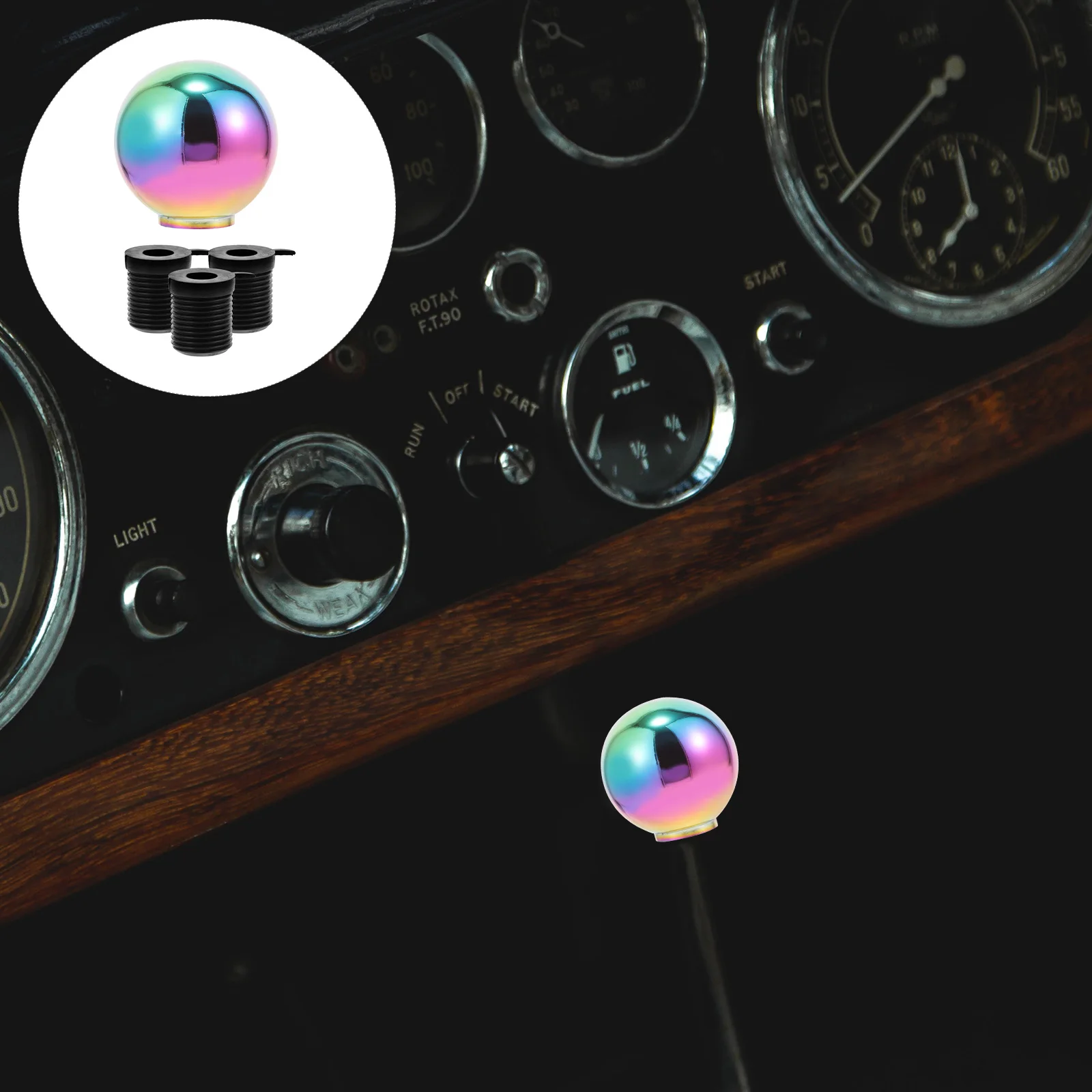 

Car Manual Gear Shifter Knob Round Design Stainless Steel Shifting Head Easy Installation Racing Style Modification Parts
