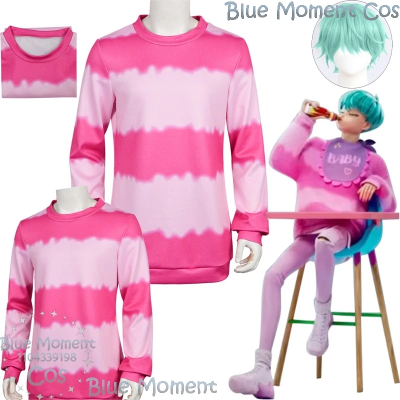 

Baby Saja Boys Demon Hunters K-Pop Cosplay Pink Shirt Idol Stage Clothes Wig Prop Halloween Man Group Outfit Carnival Cos Party