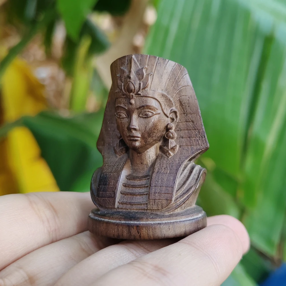 Hand-Carved Wooden Pharaoh Figurine, Cultural Theme, Classic Style, Suitable for Office Decoration, Men's Gifts, Fireplace, Study Room, Birthday Gifts, Back-To-School Season Gifts, Christmas Decorations
