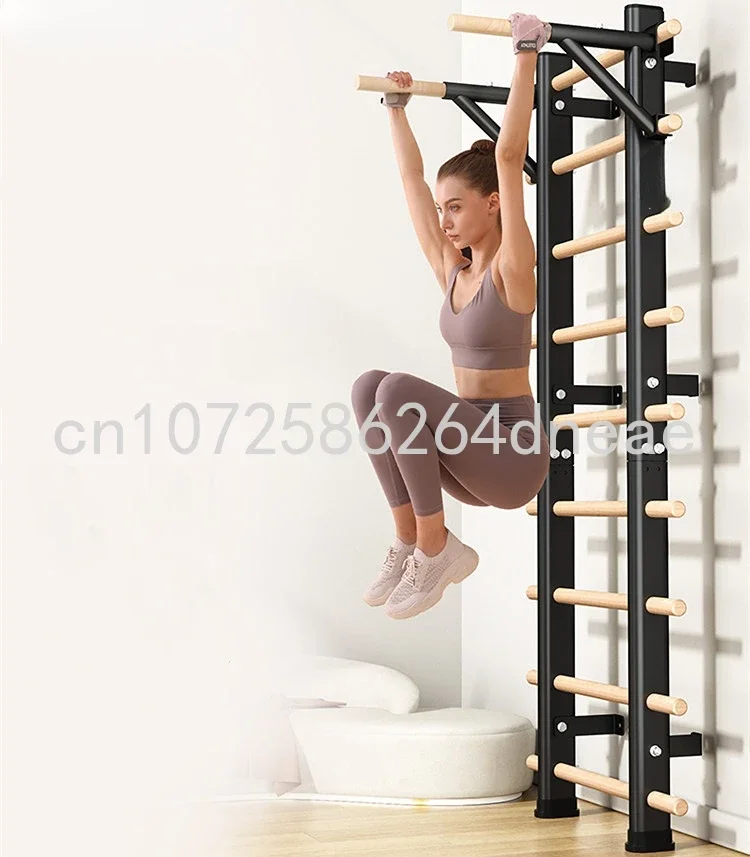 Gym Fitness Pull Up Bar Wall Mounted Wooden Swedish Ladder