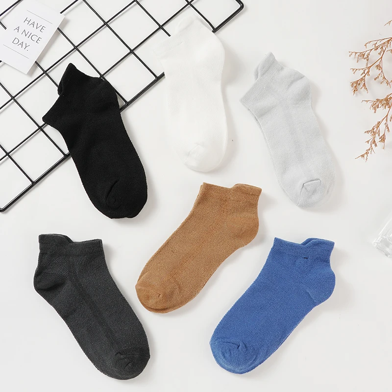 Men\'s Thin Breathable Mesh Short Socks Fashion Comfortable Solid Color Casual Ankle Short Street Low Tube High Quality Socks