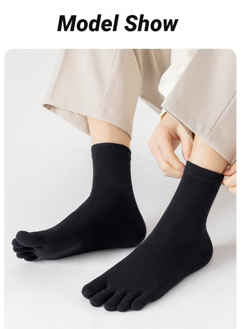 5 Paar Herren-Fünf-Zehen-Socken in Uni-Farben, geruchsresistent, atmungsaktiv, rutschfest, für den täglichen Sport- und Outdoor-Einsatz – Detail 11