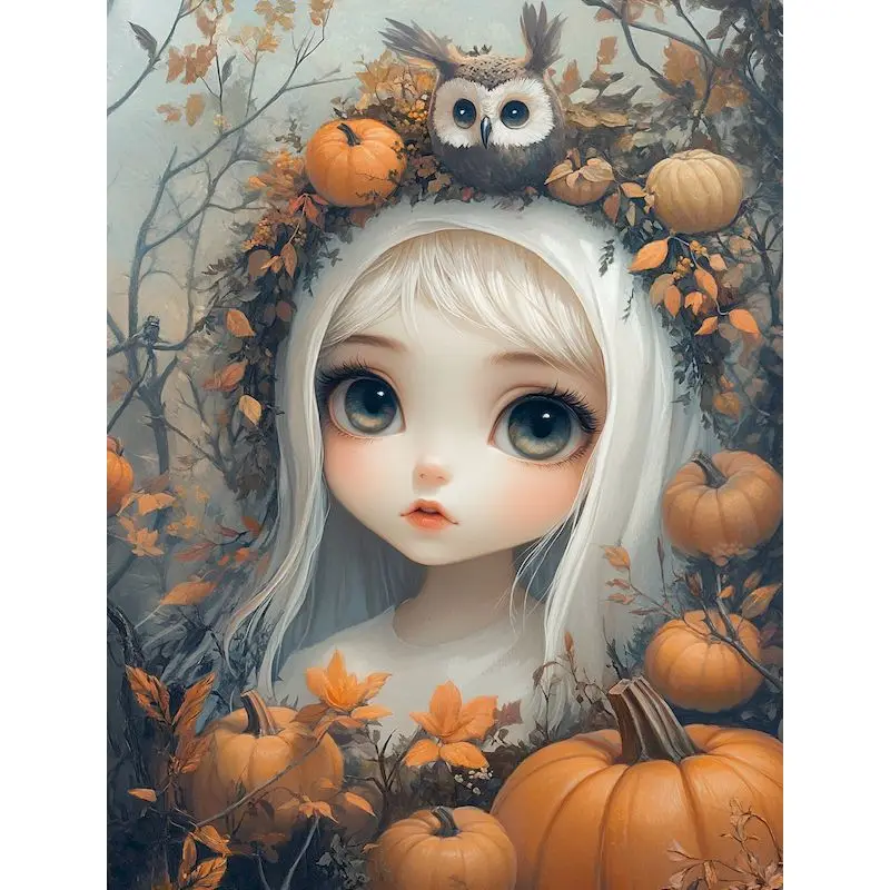 

GATYZTORY Acrylic Painting By Numbers On Canvas Paint Kit Pumpkin Girl Figure Coloring On Numbers Handpainted Wall Decor Gift