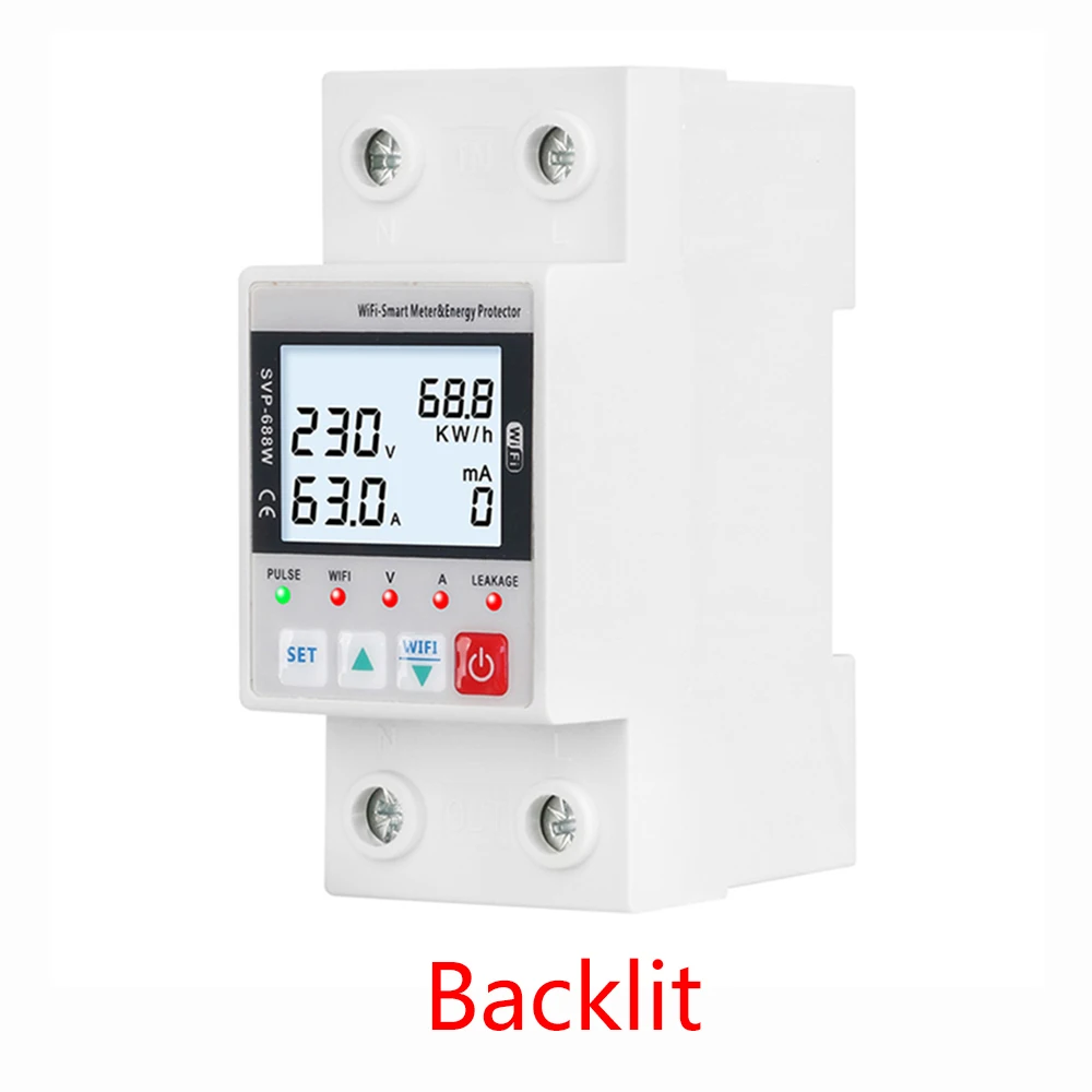 SVP688 63A 230VAC Smartlife WIFI Energy Meter kWh Metering Switch Timer with Voltage Current and Leakage Protection