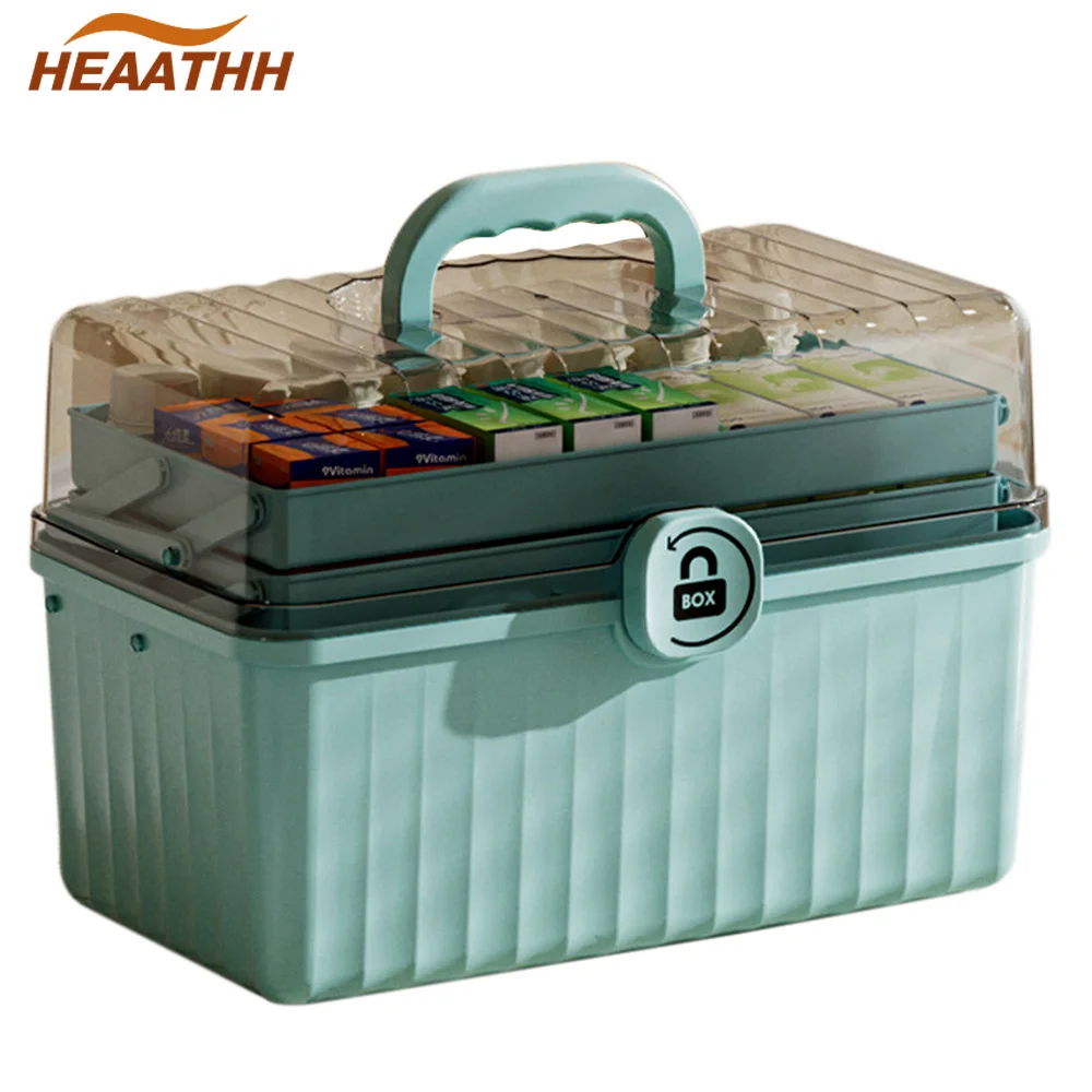 

1PCS Art Craft Organizer Storage Box with 3 Layer, Multipurpose Plastic Tool Box with Handle for Sewing, Art Supply, Medicine