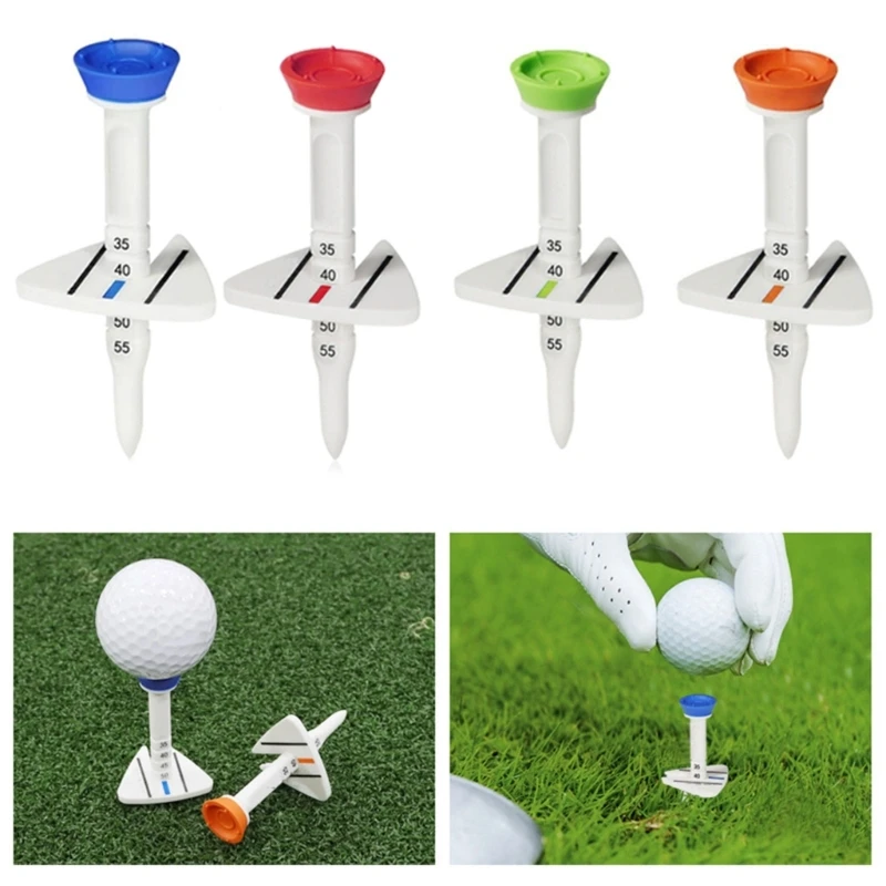 4Pcs Rubber Golf Tee Adjustable Height 3 Inch Step Down Golf Ball Holder Tees with Aim Line Plastic Golf Gift Korean