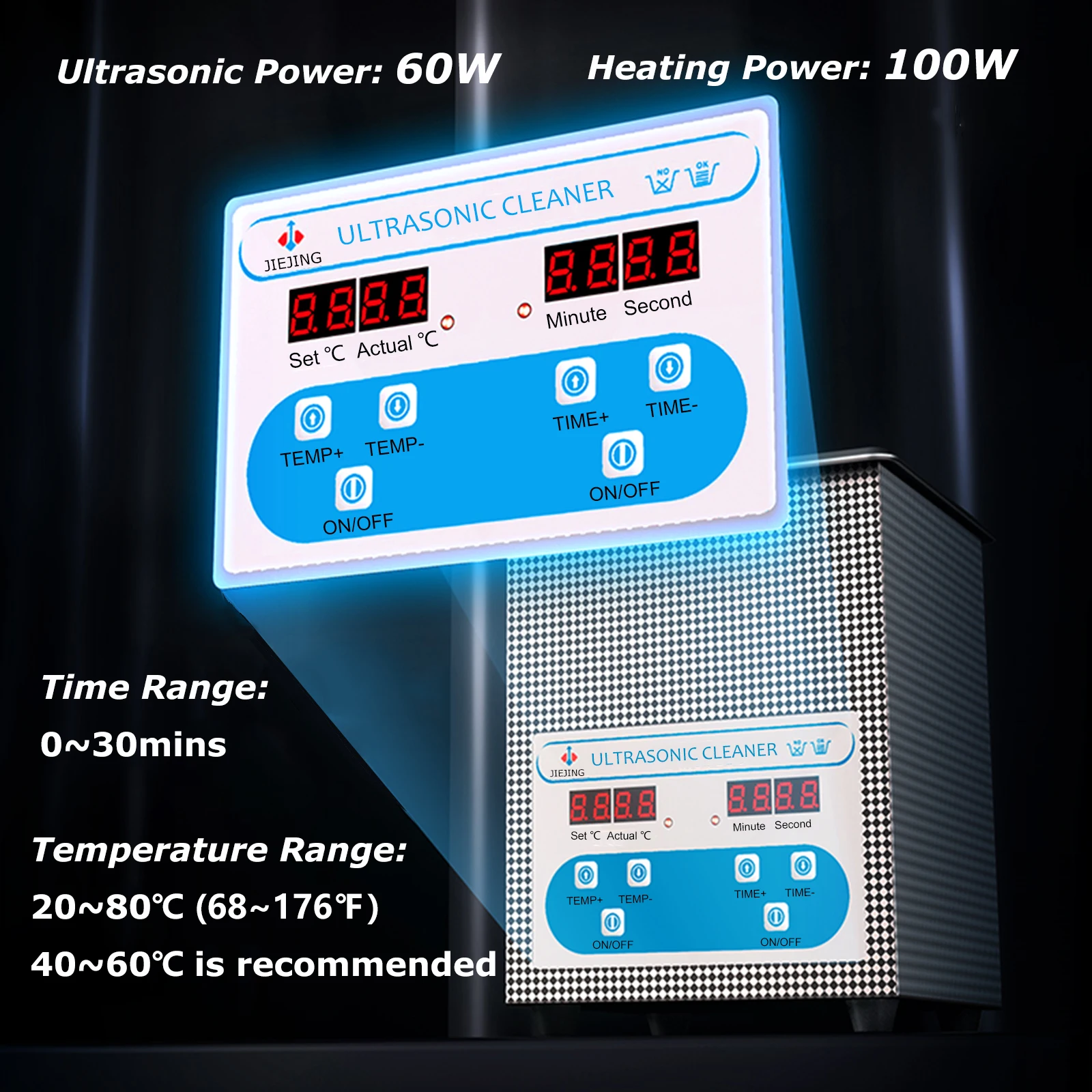 Nettoyeur à ultrasons 2L bac ultrason avec minuterie numérique et chauffage machine de nettoyage à ultrasons 40kHz pour bijoux et lunettes