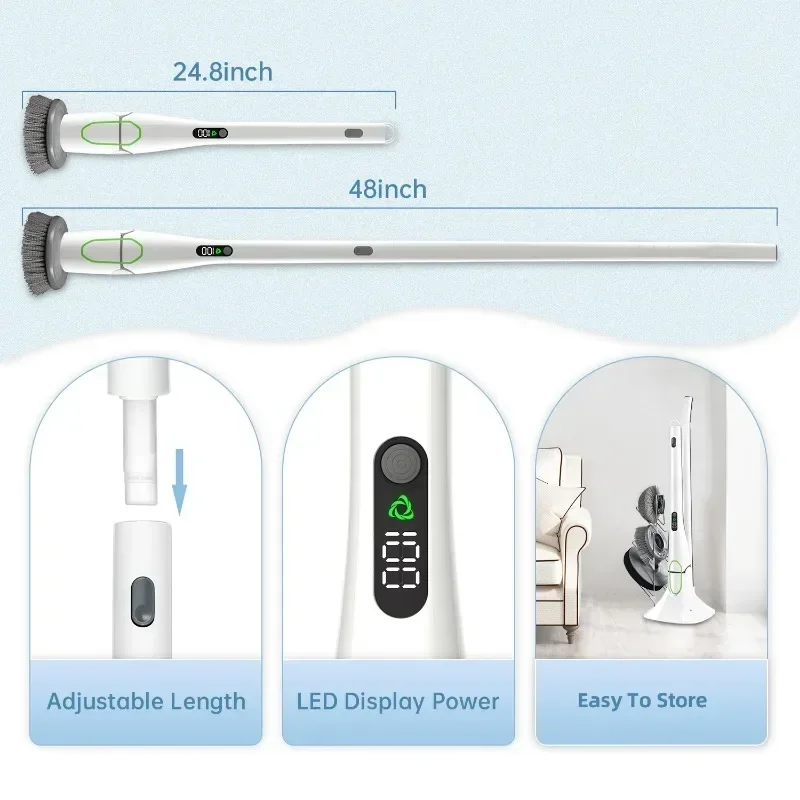 Hot salesElectric Spin Scrubber, 2 Speed Display, with 6 Replaceable Brush Heads Cleaning for Kitchen, Bathroom, Floor, Tile, Ba