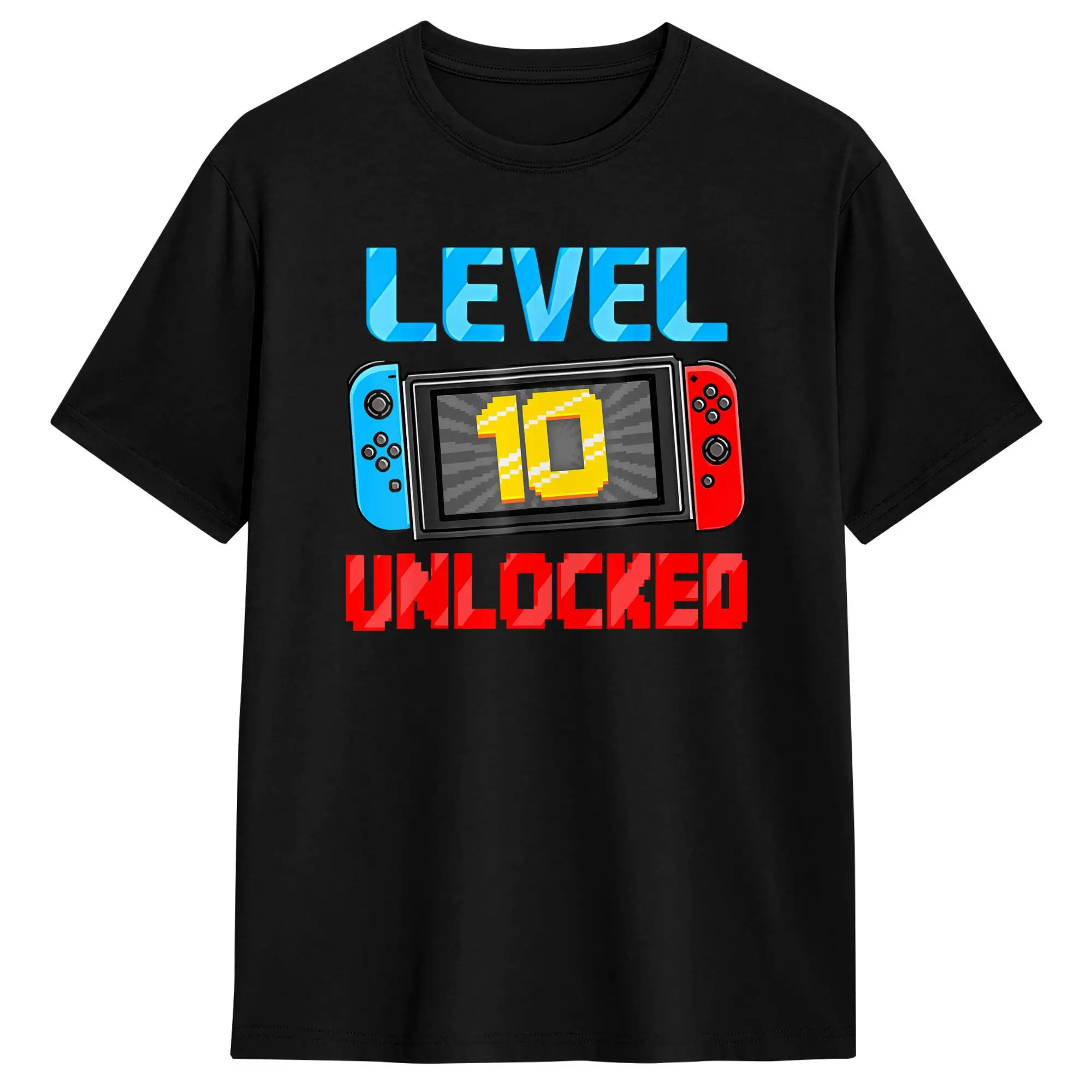 Level 10 Unlocked Gamer 10th Birthday Gift Video Game T-Shirt Summer  Streetwear T Shirts Pure Cotton Harajuku Tee Shirt