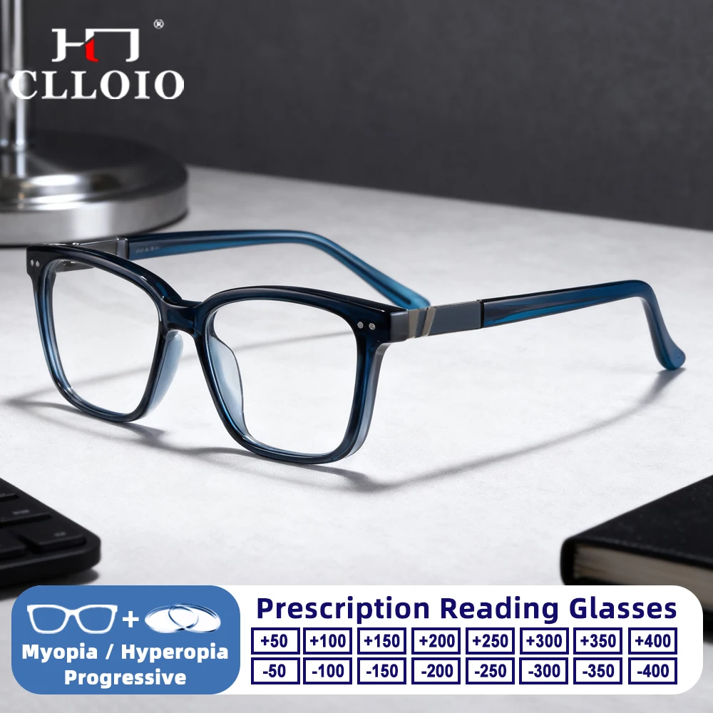 

CLLOIO New Simple Business Square Frame Men Myopia Eyeware Anti-blue Ray Reading Glasses Can Be Customized Optical Prescription