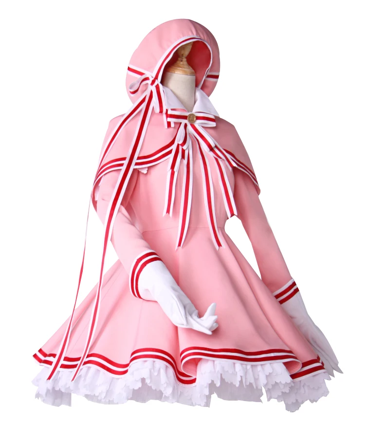 Anime Cardcaptor Sakura: Clear Card Sakura Kinomoto Cosplay Costume Pink Lolita Maid Pink Dress Fight Uniform Halloween