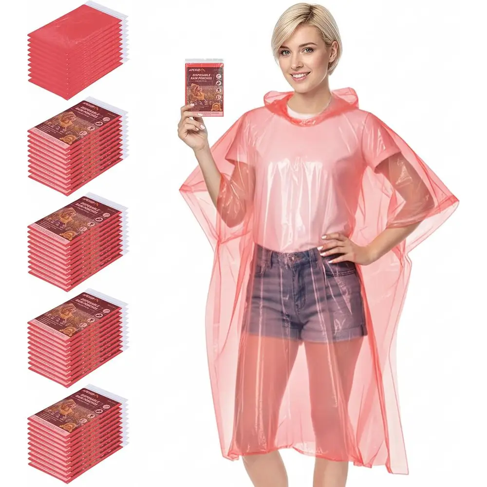 

APEXUP Disposable Rain Ponchos or Adults, 5PK/10PK/50PK Ency Rain Poncho or Camping Hiking Travelling