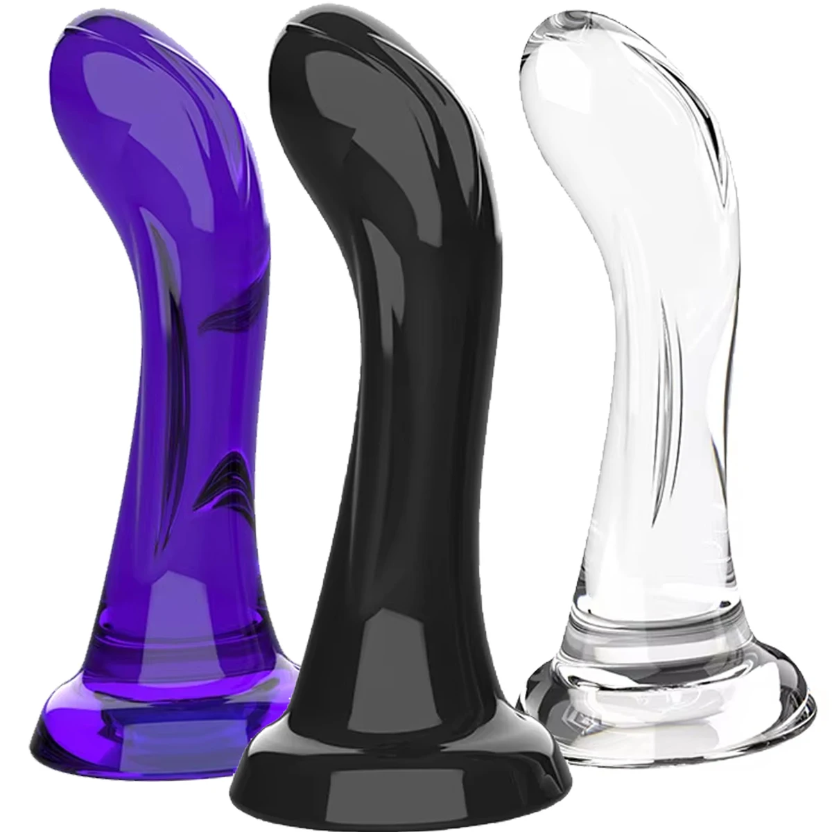 Curved Realistic Dildo with Strong Suction Cup Soft Flexible G-Spot Sex Toy for Women Men Black Purple Clear Lifelike Dillo
