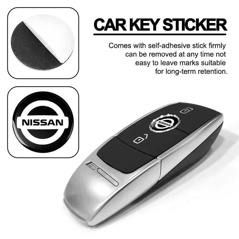 3pcs 14mm Alloy Car Key Fob Emblem Auto Key Logo Sticker Styling for Nissan Qashqai Juke Sentra Altima Versa Maxima Almera Rogue