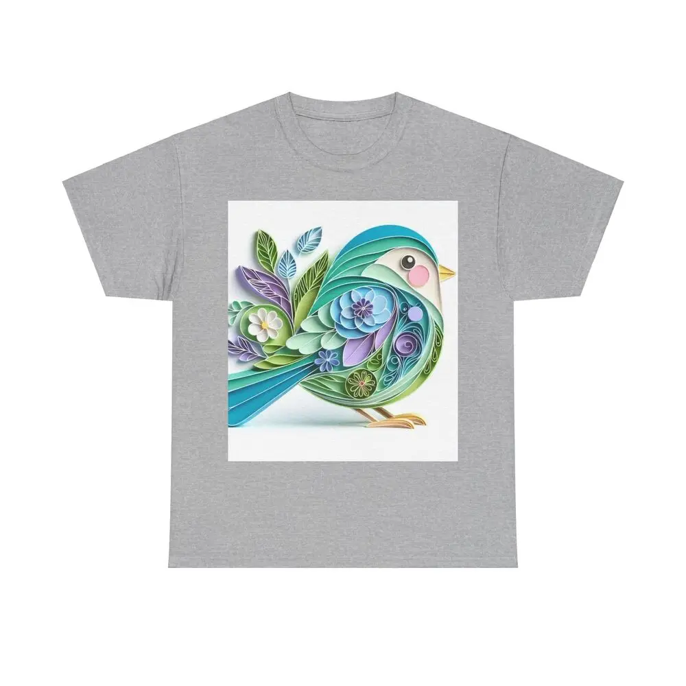 Songbird Papercraft Quilling Style Unisex T-shirts For Men Women Summer Tees Cotton Luxury Brand Vintage Oversized