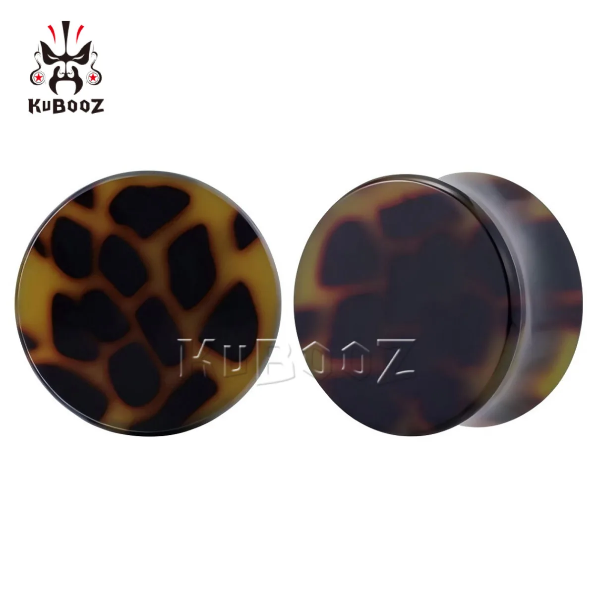 Tortoise Shell Ear Tunnels Plugs, 2PCS Set