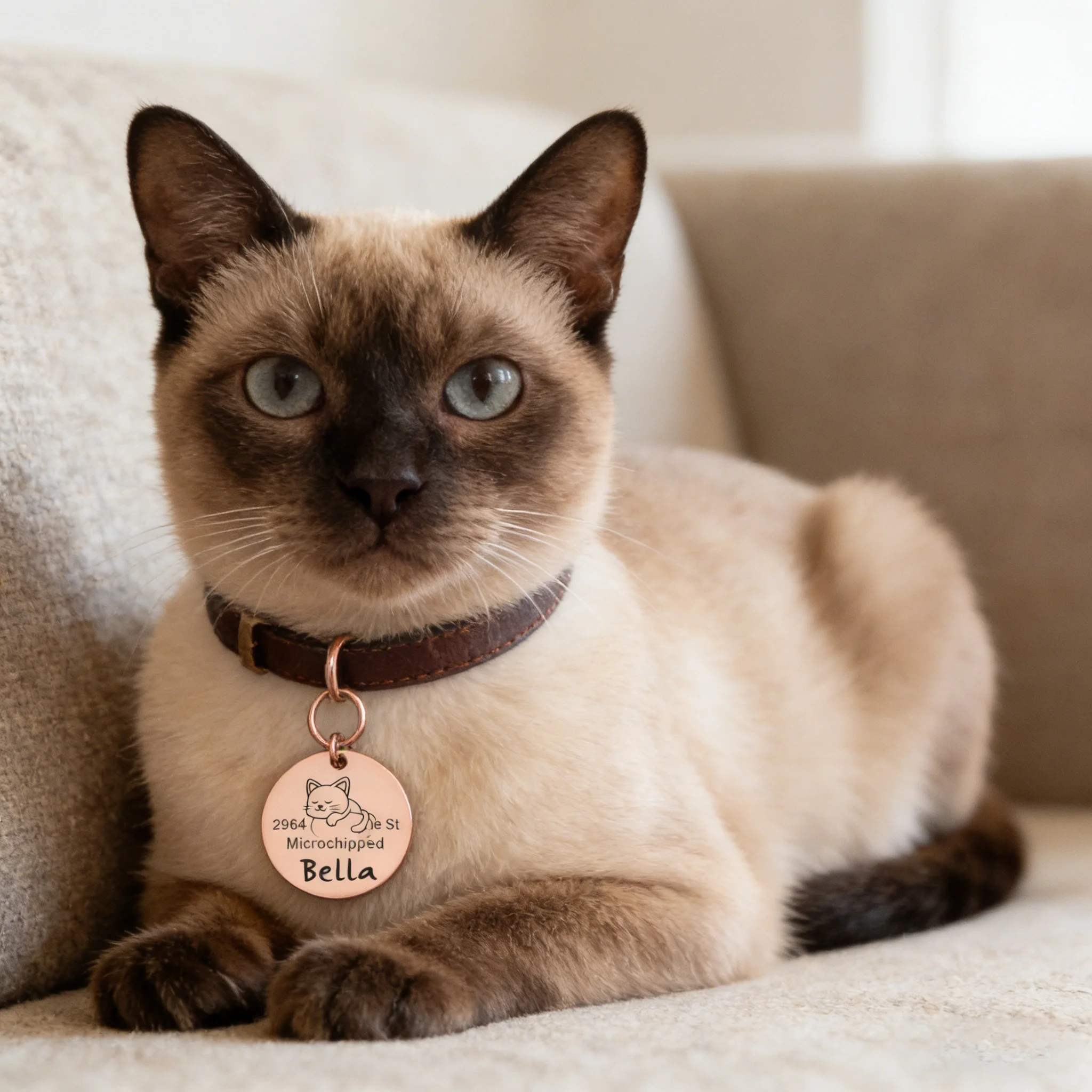 Customized pet nameplate made of circular stainless steel, f