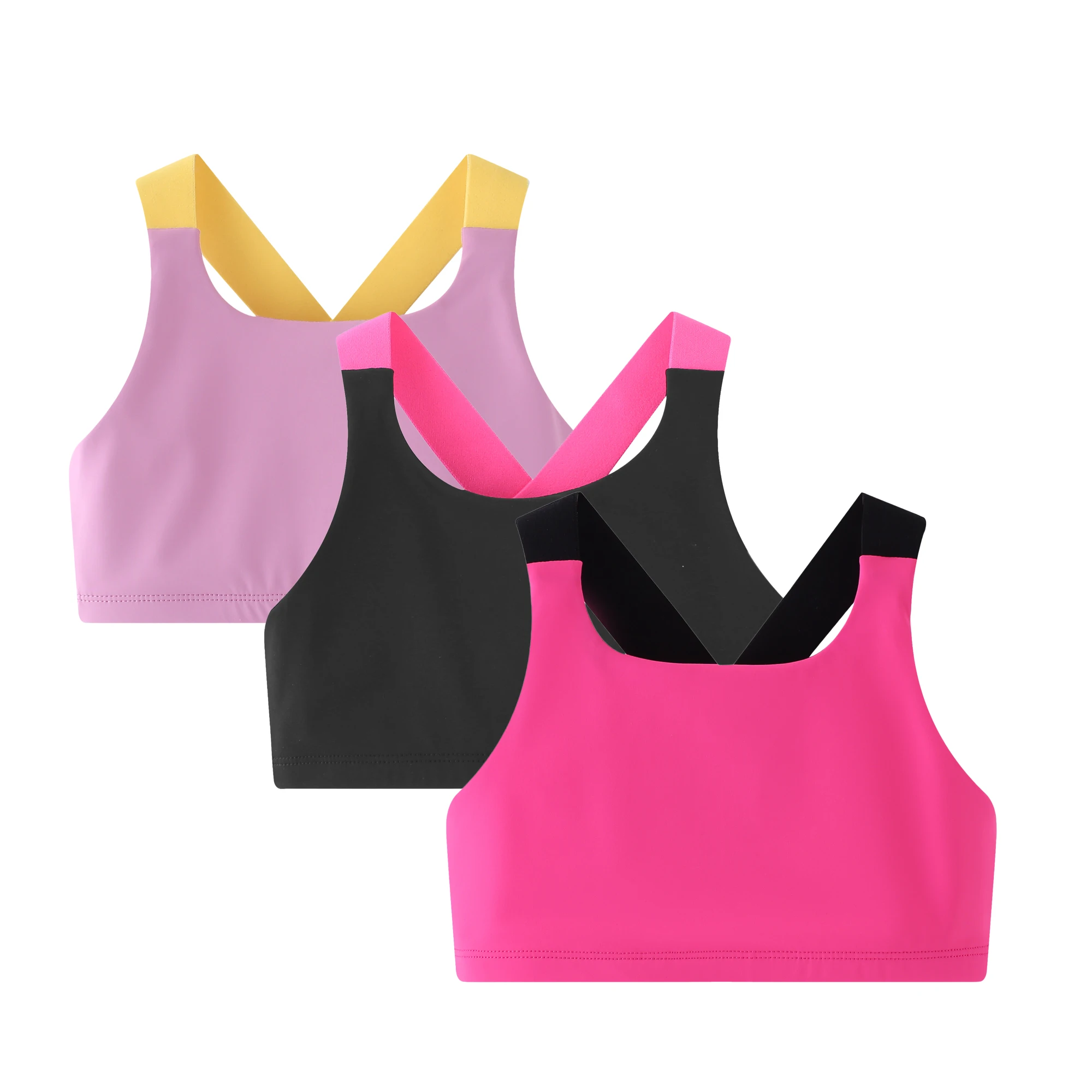 Girls Seamless Training Sports Bras No Pads Chest Double Lined 5-14Y