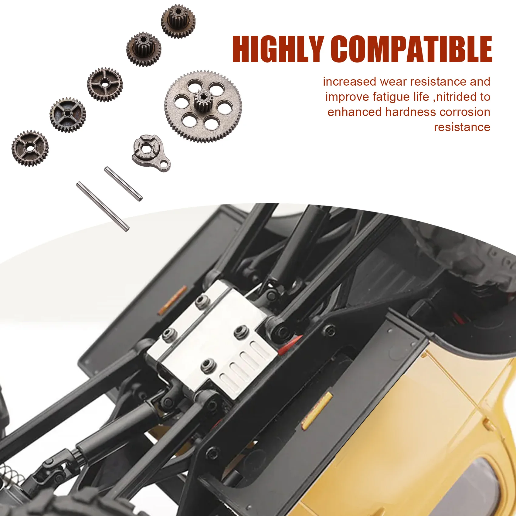 AS96-8Pcs เกียร์เหล็กแข็ง Rc ชุดเกียร์สําหรับ FMS FCX24 1/24 RC รถอะไหล่อัพเกรด