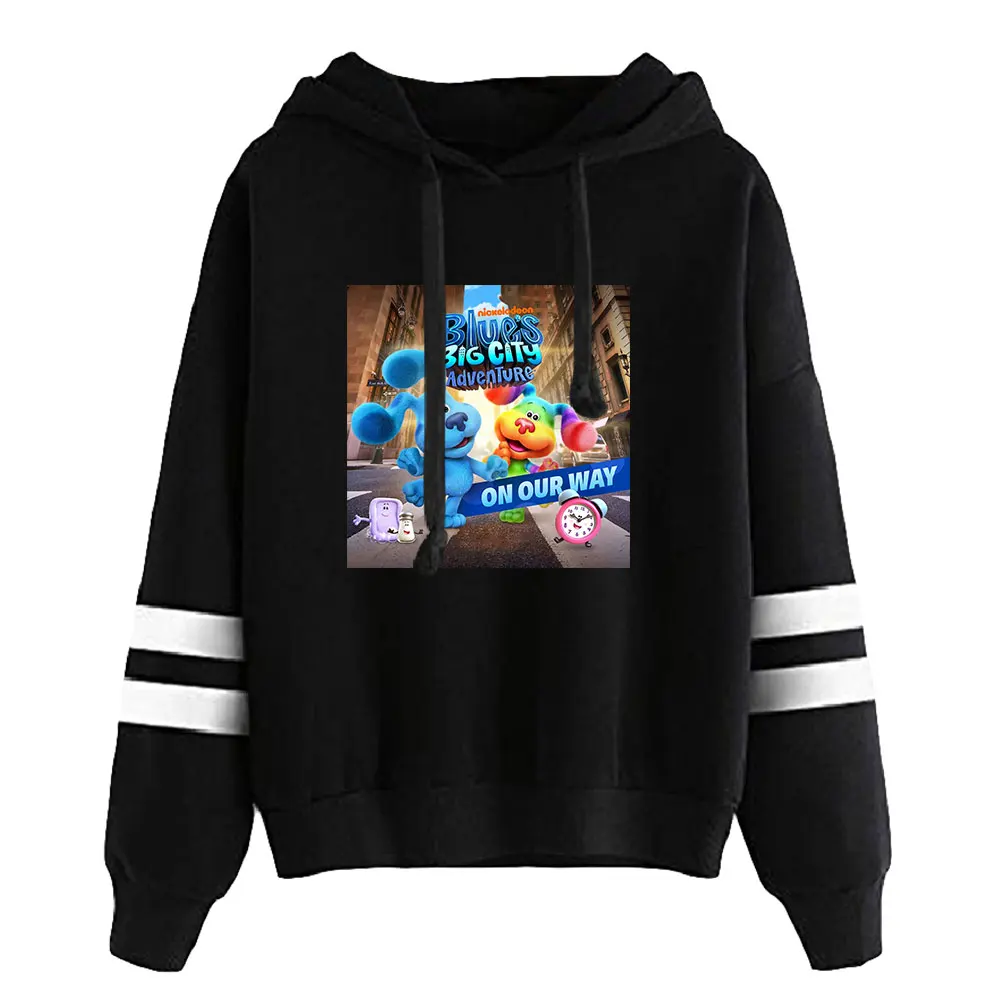 Blue's Big City Adventure kartun Film uniseks, baju sweter lengan bar paralel uniseks, baju Hoodie Wanita Pria