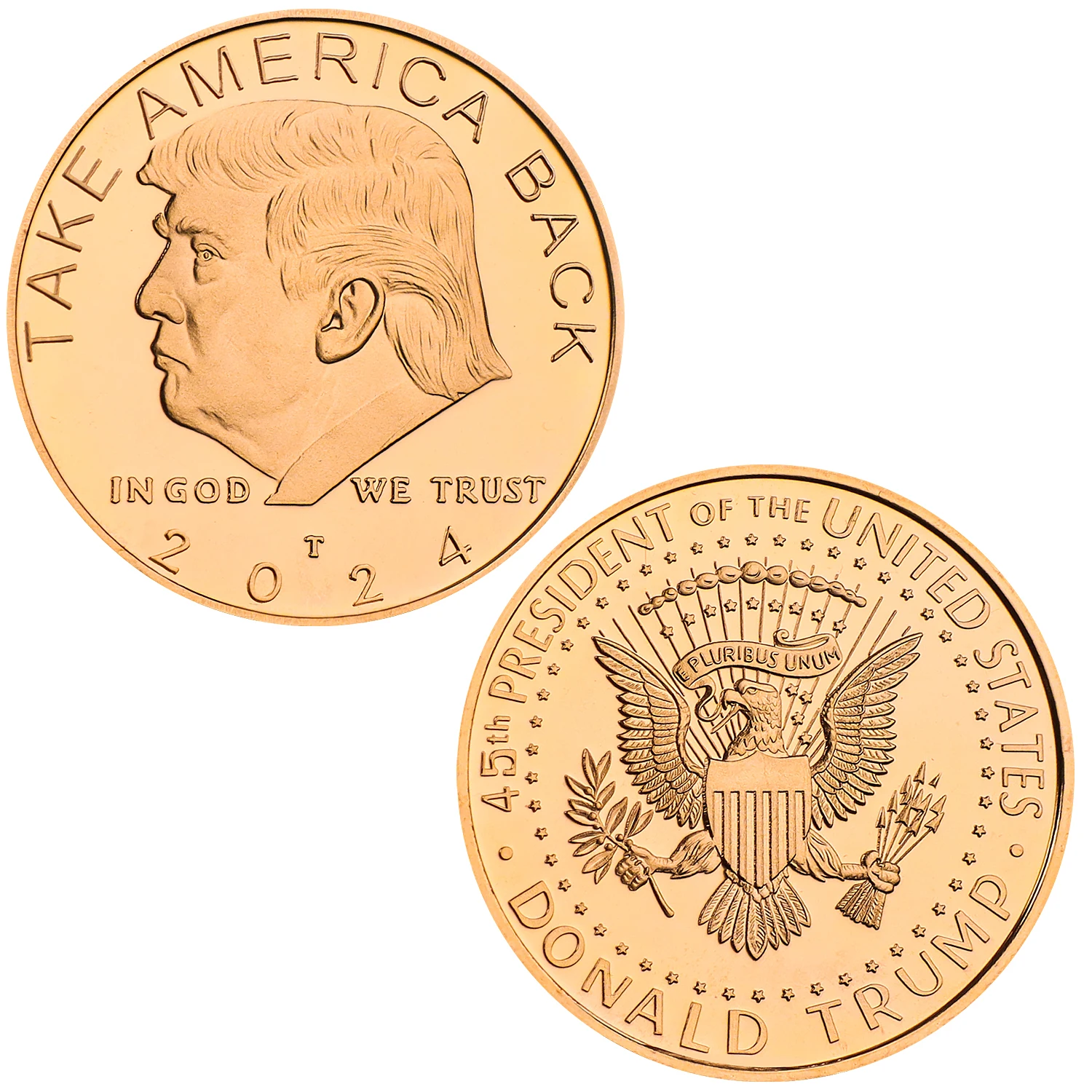 5 Stuks Donald Troef Gouden Herdenkingsmunten Geschenkdoos Set Ons President Supporter Medaille Souvenir Munt Vakantie Geschenken Voor Mannen Vader