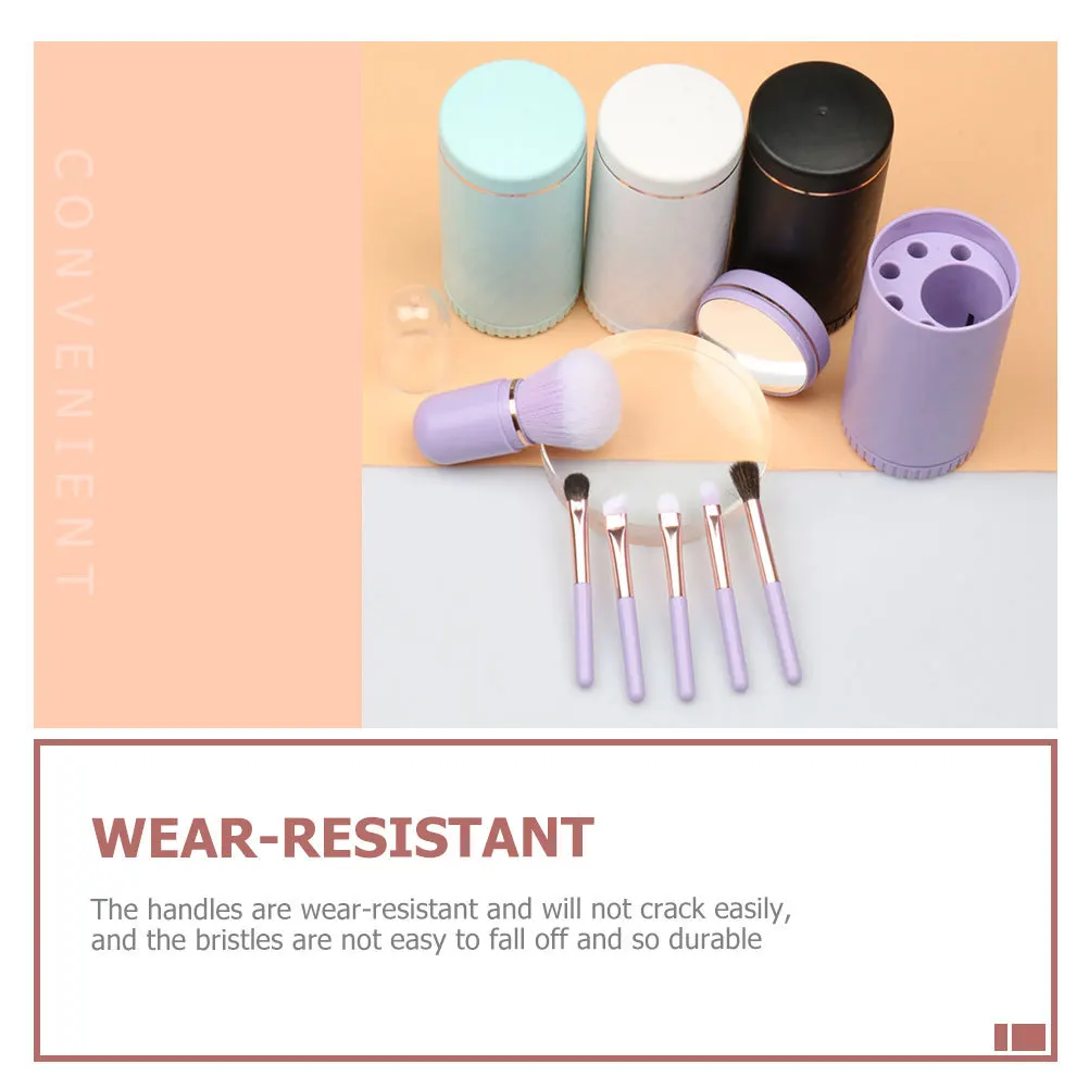 1 conjunto de pincéis de maquiagem com cabo de madeira, cerdas de fibra para rosto, blush em pó, ferramentas portáteis de viagem, fornecimento de beleza feminino