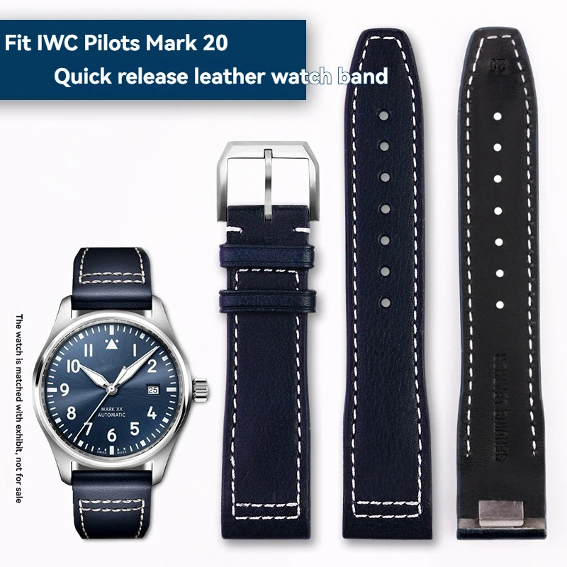 

Vintage calf leather strap for IWC Mark 20 Pilot IW388101 328201 IW388103 IW378005/003/001 Quick release cowhide watch strap20mm