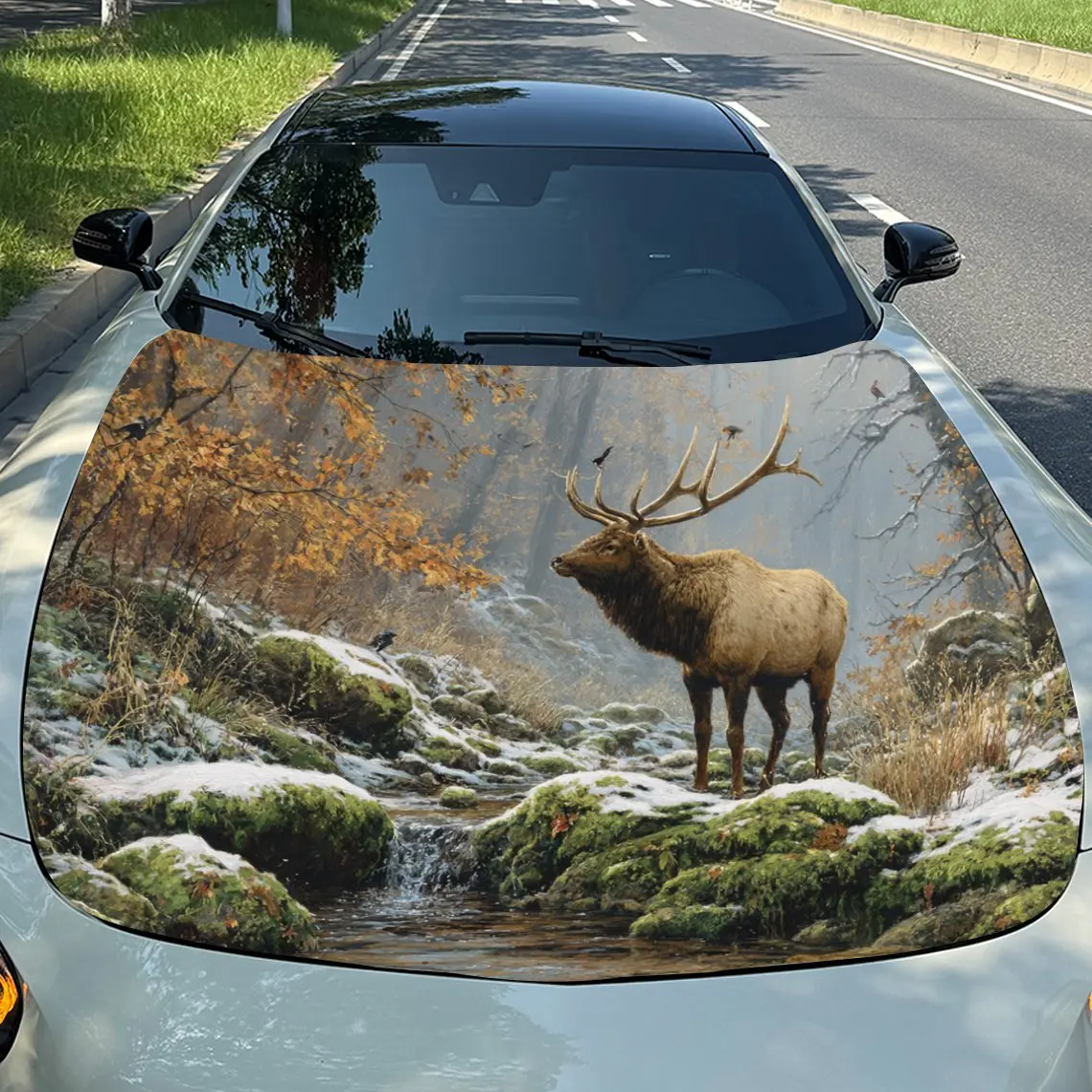 

Winter Deer Car Hood Decal - Durable PVC Vinyl Wrap, Fits Most Vehicles, Waterproof & Scratch-Resistant, Easy To Install & Remov